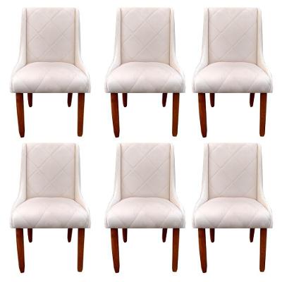 Kit 06 Cadeiras Para Sala De Jantar Lizz Pés Palito Veludo Bege D'classe Decor