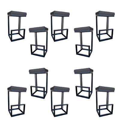 Kit 10 Banquetas Londres Base De Ferro Sued Grafite D'classe Decor