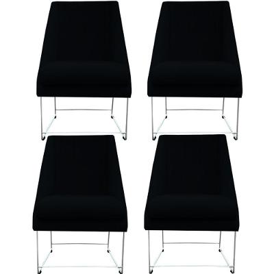 Kit 04 Cadeiras Ana Base De Ferro Prata Suede Preto D'classe Decor