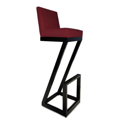 Banqueta Alta Z Base De Ferro Suede Marsala D'classe Decor