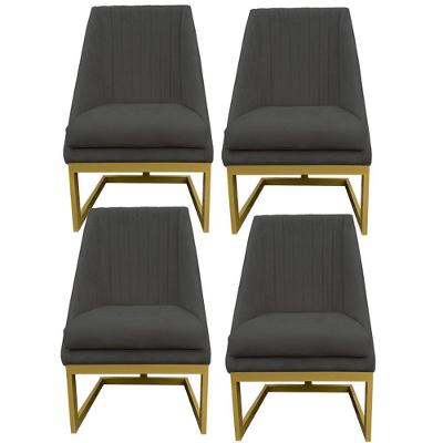 Kit 04 Cadeiras Para Sala De Jantar Ana Base De Ferro Suede Grafite D'classe Decor