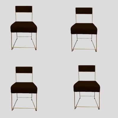 Kit 04 Cadeiras Atena Base De Ferro Maciço Dourada Suede Marrom D'classe Decor