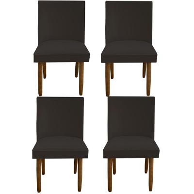 Kit 04 Cadeiras Para Sala De Jantar Tóquio Pés Palito Suede Marrom D'classe Decor