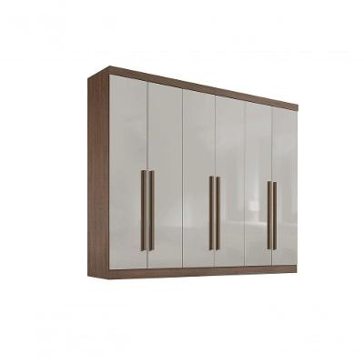 Roupeiro 6 Portas 6 Gavetas Sem Pés Da Vinci Plus - D' Doro Castanho-off White