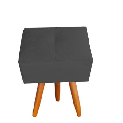 Puff Malu Decorativo Pés Palito Suede Grafite D'classe Decor