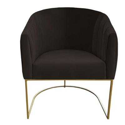 Poltrona Julia Com Base De Ferro Sala De Estar Escritório Recepção Clinica Suede Marrom D'classe Decor