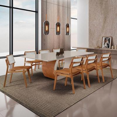 Sala De Jantar Mesa Ellis Com 8 Cadeiras Eva Premium Star Caramelo Off White Imbuia Nat
