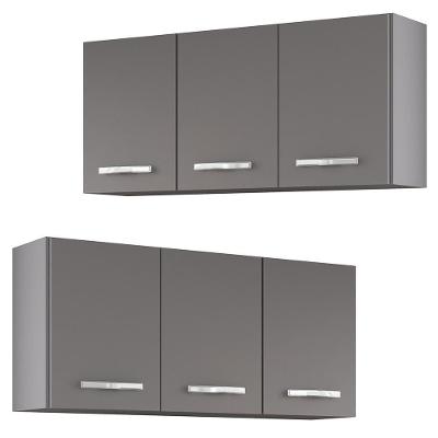 Armários De Cozinha Aéreo 3 Portas 120cm Kit 2 Honduras Cinza - Lumil