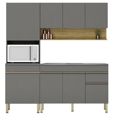 Armário De Cozinha 4 Peças Balcão 120cm Com Pia Lina09 K02 Gris-freijó - Mpozenato