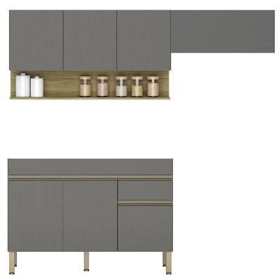 Armário De Cozinha 3 Peças Balcão Sem Tampo 120cm Lina02 K02 Gris-freijó - Mpozenato