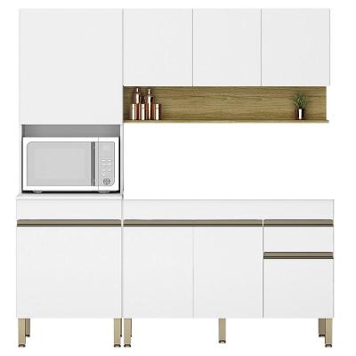 Armário De Cozinha 3 Peças Balcão 150cm Sem Tampo Lina13 K02 Supremo-freijó - Mpozenato