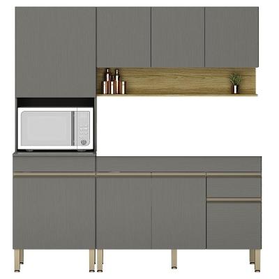Armário De Cozinha 3 Peças Balcão 120cm Sem Tampo Lina03 Z06 Gris-freijó - Mpozenato