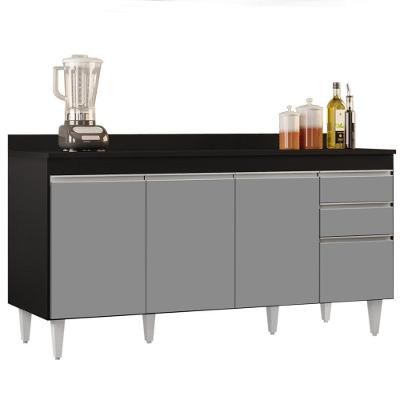 Balcão Gabinete Para Pia Com Tampo 160cm Arkansas Preto-cinza - Lumil