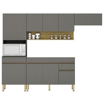 Armário De Cozinha 4 Peças Balcão Sem Tampo 120cm Lina04 K02 Gris-freijó - Mpozenato