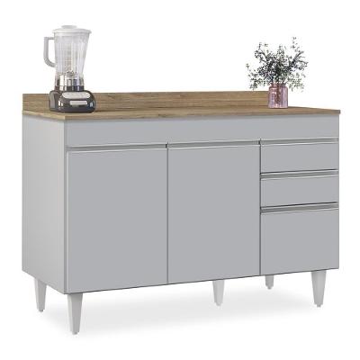 Balcão De Cozinha Para Pia 120cm Com Tampo Michigan Cinza Claro-castanho - Lumil