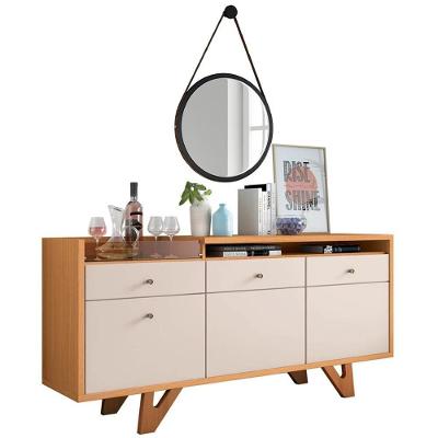 Balcão Buffet Ellora Com Espelho Adnet 67cm H01 Off White-cinamomo - Mpozenato