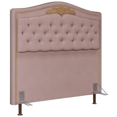 Cabeceira Cama Box Casal King 195cm Com Tachas Imperial Veludo J02 Rosê - Mpozenato