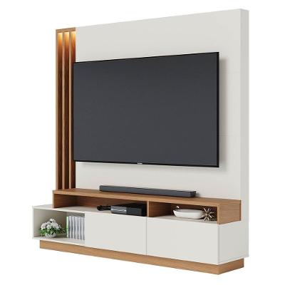 Estante Home Theater Para Tv 75 Pol. Com Led 180cm Maitê C05 Off White Matte-freijó - Mpozenato