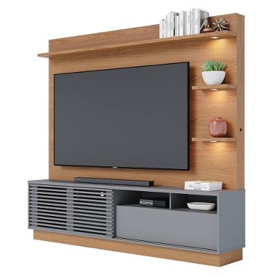 Estante Home Theater Para Tv 70 Pol. Com Led 200cm Amiche C05 Freijó-cinza Fosco - Mpozenato