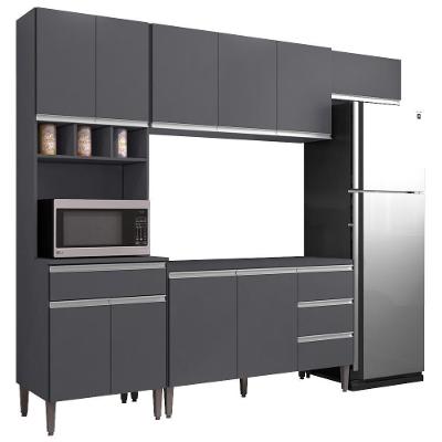 Cozinha Modulada 4 Peças Balcão Sem Tampo 120cm Andréia Cinza - Ajl Móveis