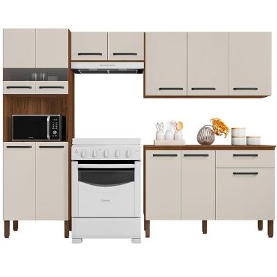 Cozinha Compacta Com Balcão 251cm Louis K02 Nogueira-off - Mpozenato