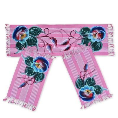 Jogo Passadeira Cozinha Kit 3 Pçs Tear Rustico Pintado A Mão Rosa