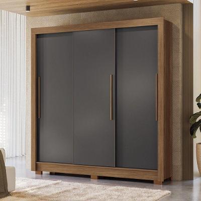 Guarda-roupa Casal 204cm 3 Portas 9 Gavetas Arnaut Estilo Mm Jatoba/grafitte