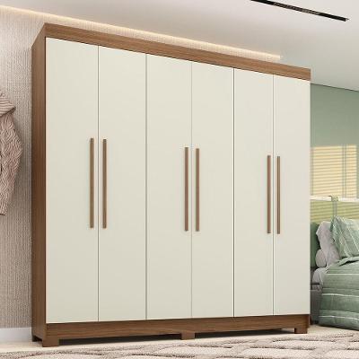 Guarda-roupa Casal 194,40cm 6 Portas 2 Gavetas Horácio Estilo Mm Jatoba/areia