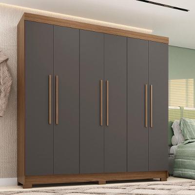 Guarda-roupa Casal 194,40cm 6 Portas 2 Gavetas Horácio Estilo Mm Jatoba/grafitte