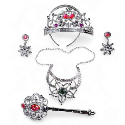 Kit Fantasia Infantil Princesa Coroa Varinha E Acessórios Joia Redonda