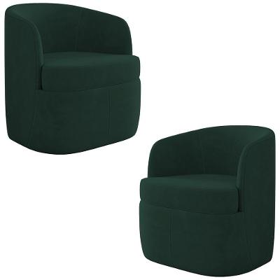 Kit 2 Poltronas Giratória Decorativa Para Sala Dandara K04 Veludo Verde - Mpozenato