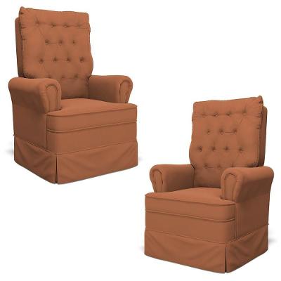 Kit 02 Poltronas De Amamentação E Descanso Com Balanço Laís G05 Veludo Terracota - Mpozenato