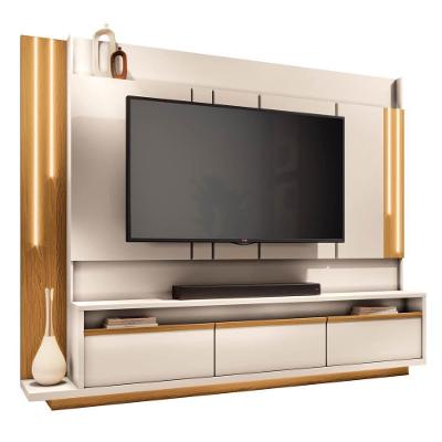 Estante Painel Para Tv 75 Pol. Monzane H01 Off White-cinamomo - Mpozenato