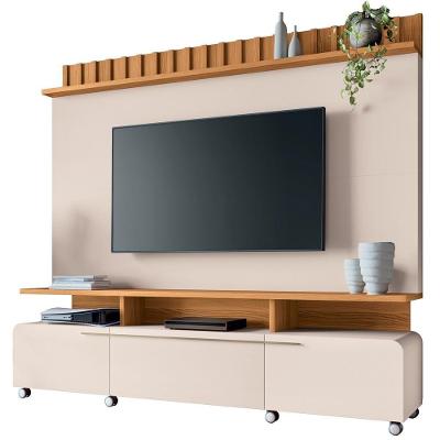 Estante Painel Para Tv 70 Pol 200cm Ripado Artist H01 Off White-cinamomo - Mpozenato