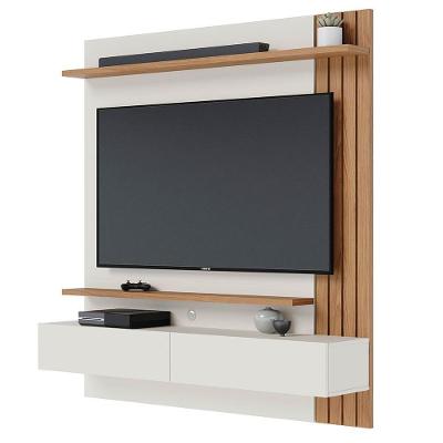 Painel Home Suspenso Para Tv 65 Pol. 150cm Buriti C05 Off White Matte-freijó - Mpozenato