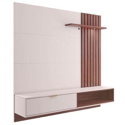Painel Bancada Suspensa Para Tv Até 60 Pol. Ripado 160cm Tocantins Off White-nogueira Real - Colibri