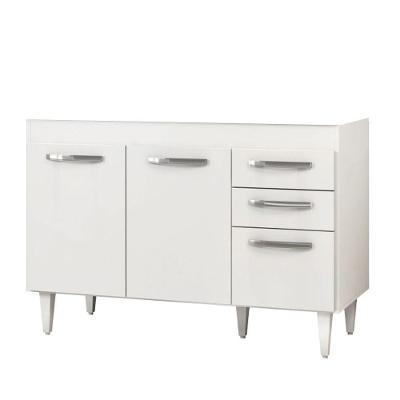 Balcão Gabinete 120cm Suécia Sem Tampo 3 Portas 2 Gavetas - Lumil Móveis Branco