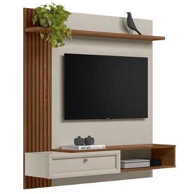 Painel Para Tv 55 Polegadas Suspenso Ripado Jully L06 Freijó-off White - Mpozenato