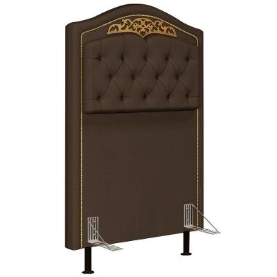 Cabeceira Cama Box Solteiro 90cm Com Tachas Imperial Veludo J02 Chocolate - Mpozenato
