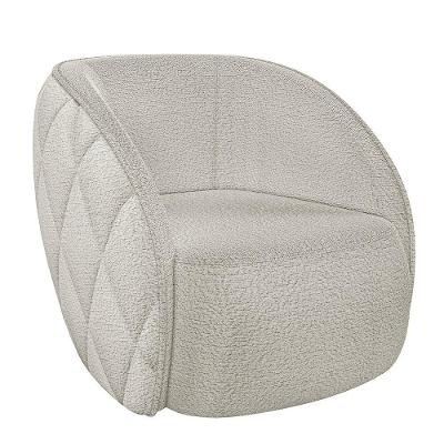 Poltrona Decorativa Para Sala 90cm Tressê Zion M22 Boucle Branco - Mpozenato