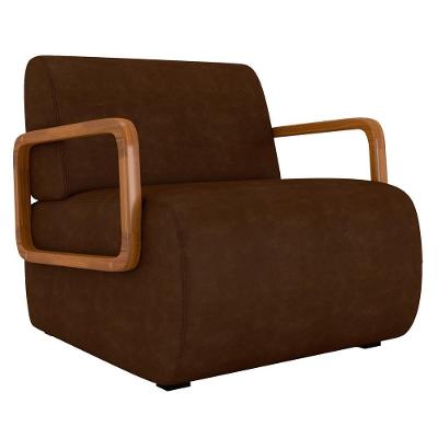 Poltrona Decorativa Orgânica Belarus K04 Sintético Marrom Escuro - Mpozenato