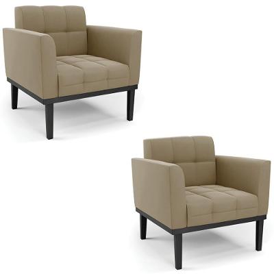 Poltrona Base Madeira Preto Kit 2 Ana Suede Marrom Rt - Ibiza
