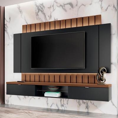 Painel Tv 70 Pol 219cm Bancada Suspensa Illusion Preto-castanho - Hb Móveis
