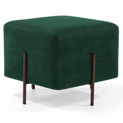 Puff Decorativo 45cm Base Aço Status C-303 Veludo Verde Musgo - Domi