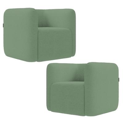Poltrona Para Sala De Estar Decorativa Kit Com 2 Maggie K04 Bouclê Verde - Mpozenato