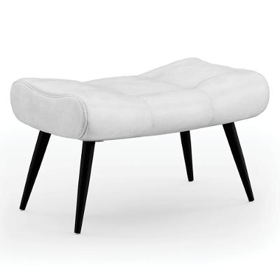 Puff Decorativo Para Sala De Estar Pés Palito Lord Sintético Branco - Ibiza