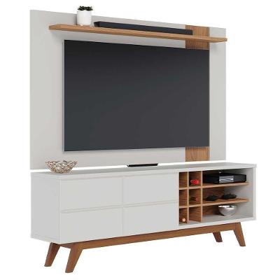 Rack Para Sala Norena Com Painel Para Tv 70 Pol. Amélie C05 Off White Matte-freijó - Mpozenato