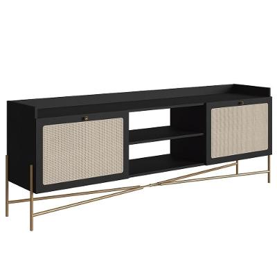 Rack Para Sala Bancada De Tv 65 Pol Pé Metal Arlo Nero-dourado - Mpozenato