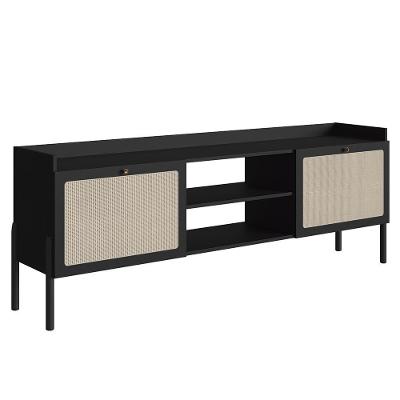 Rack Para Sala Bancada De Tv 65 Pol Pés Madeira Arlo Nero-preto - Mpozenato