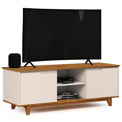 Rack Para Sala Bancada De Tv 55 Pol 139cm Flow Off White-freijó - Ej Móveis